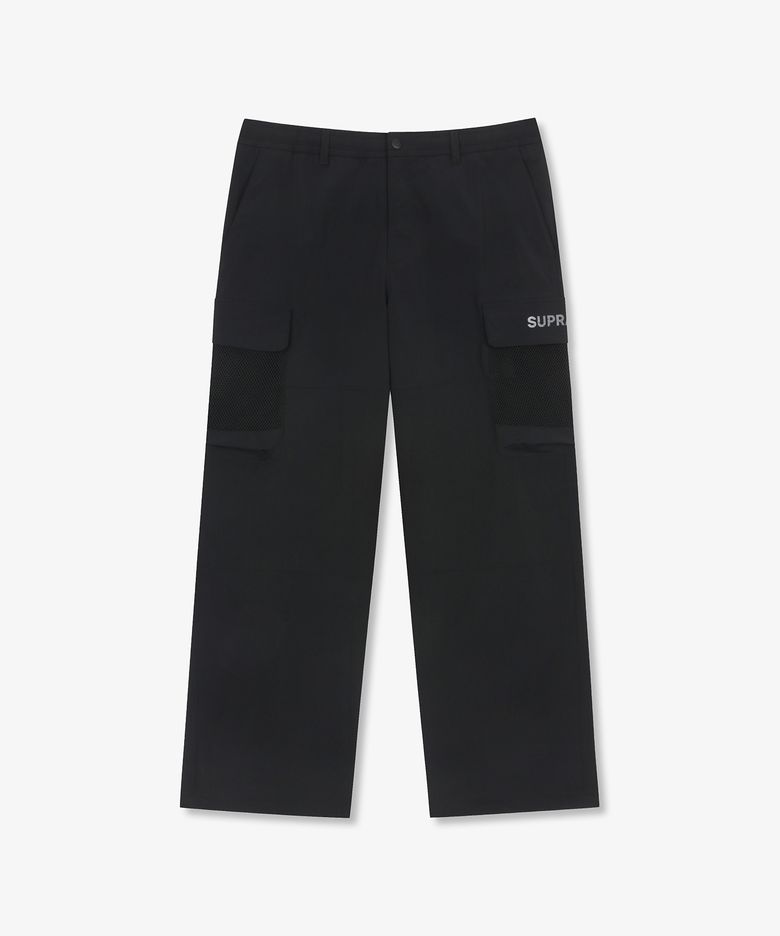 메쉬 포켓 카고 와이드 팬츠(BLACK)