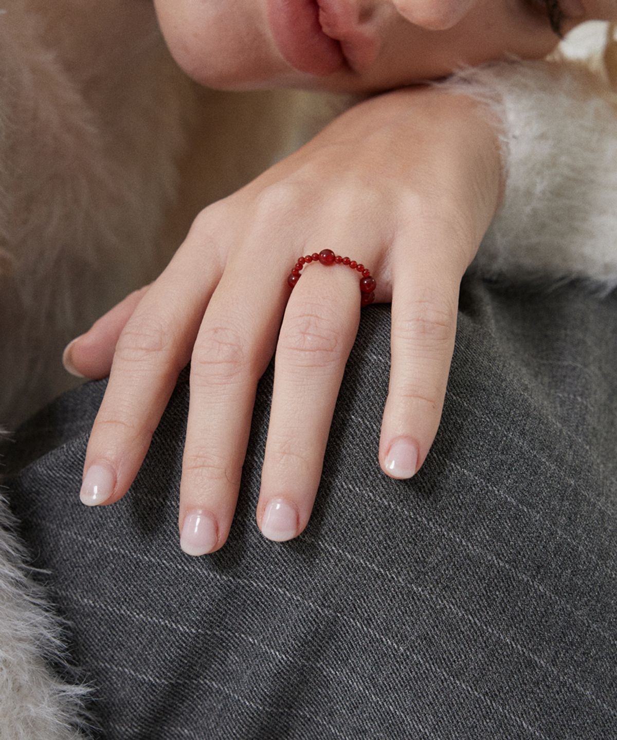 메리모티브(MERRYMOTIVE) Red gemstone ring