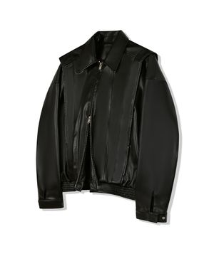 87-STAN149 헤비 플라켓 레더 자켓 블랙