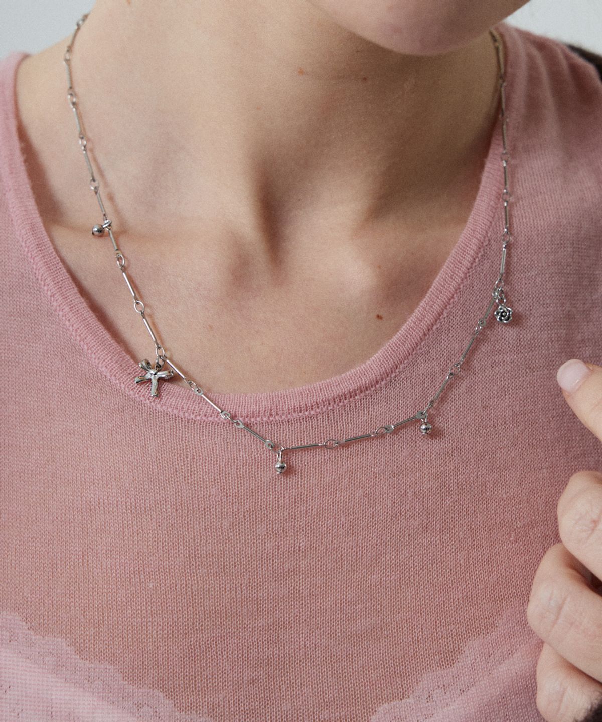 메리모티브(MERRYMOTIVE) Romantic things with bar chain necklace