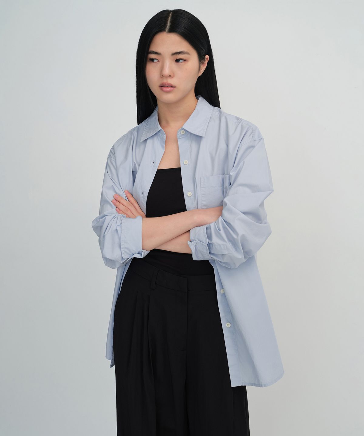 무신사 스탠다드 우먼(MUSINSA STANDARD WOMAN) 우먼즈 오버사이즈 워시드 포플린 셔츠 [스카이 블루]