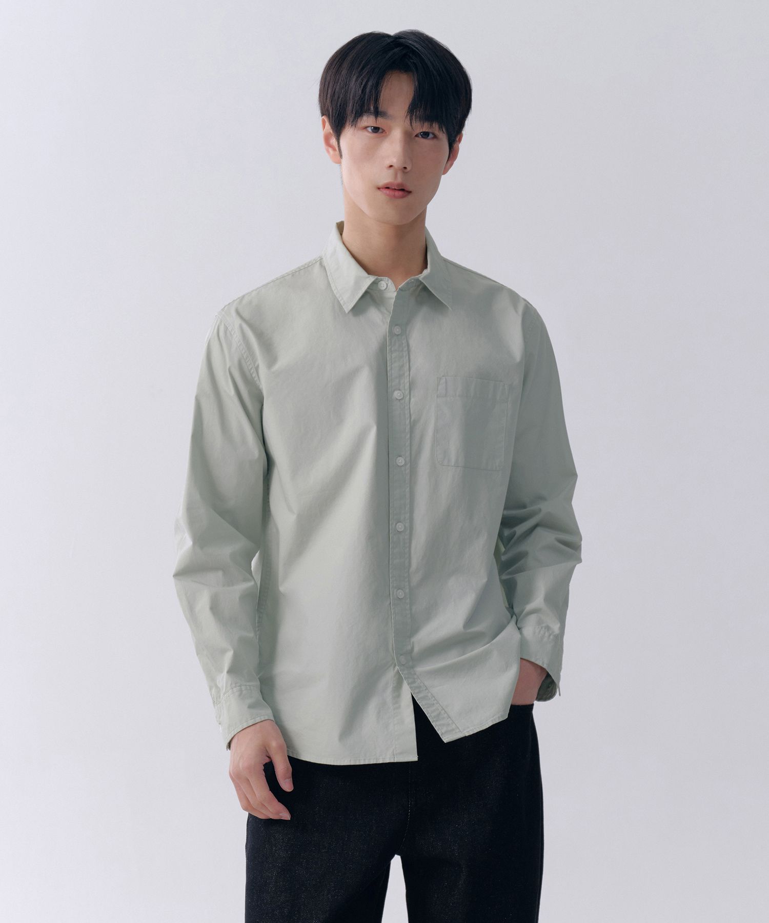 ★MUSINSA STANDARD★ Relaxed Soft Poplin Shirt Dusty Mint MM MUSINSA公式 | MUSINSA STANDARD Relaxed Soft Poplin Officer