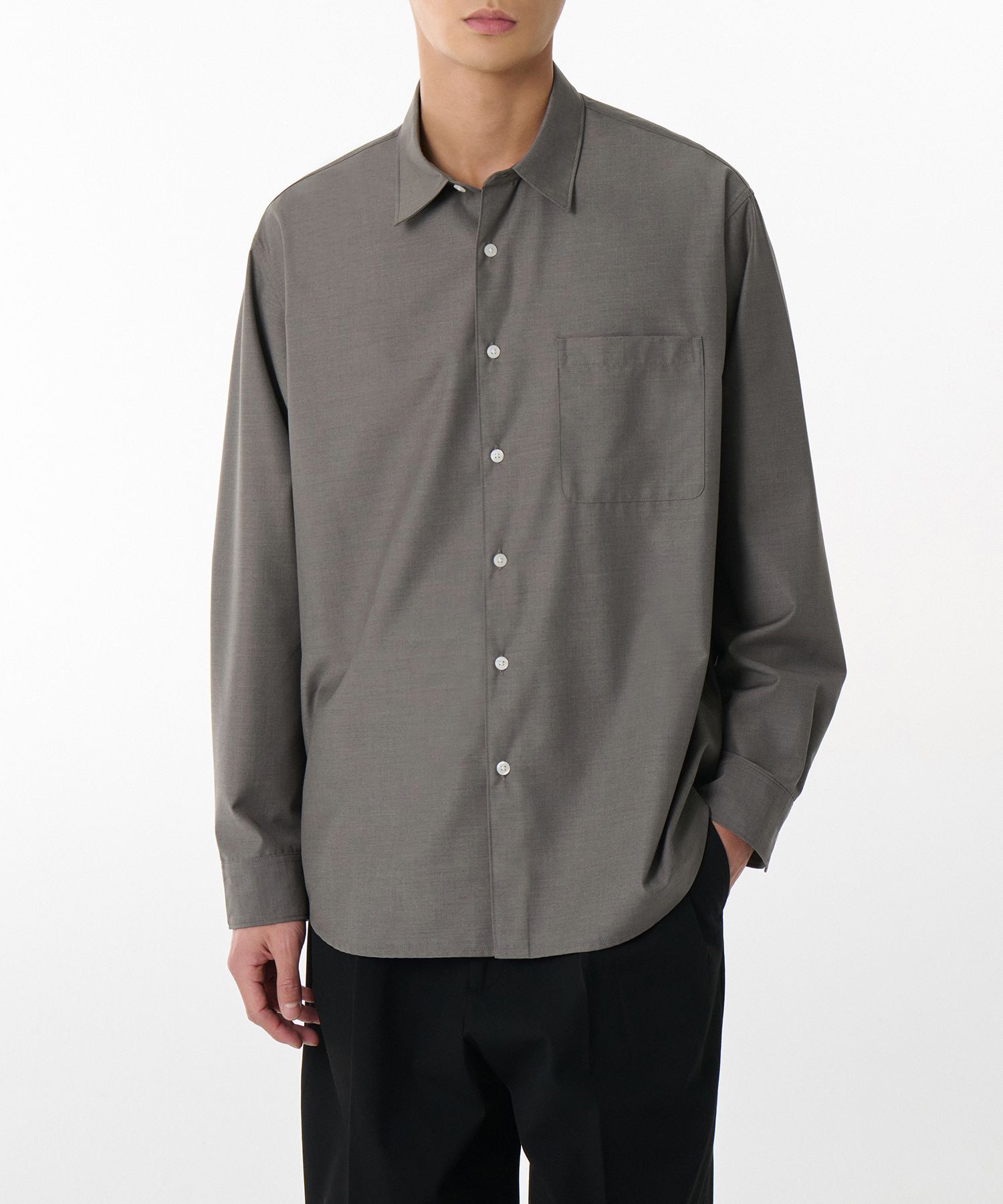 ★MUSINSA STANDARD★ Relaxed Wool Like Shirt Charcoal Grey M MUSINSA | MUSINSA STANDARD Relaxed Wool Like Short Sleeve