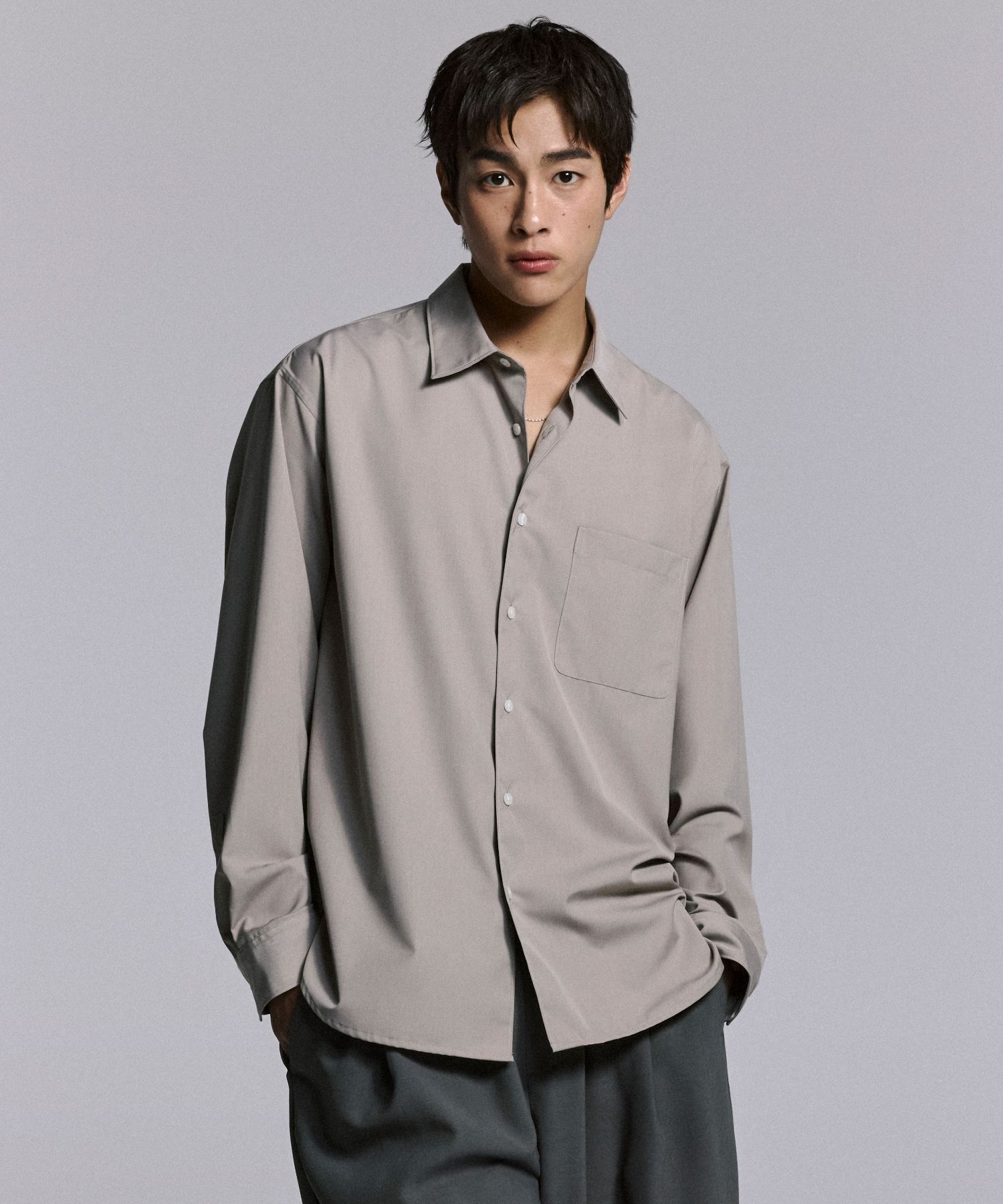 MUSINSA | MUSINSA STANDARD Relaxed Wool Like Shirt [Dusty