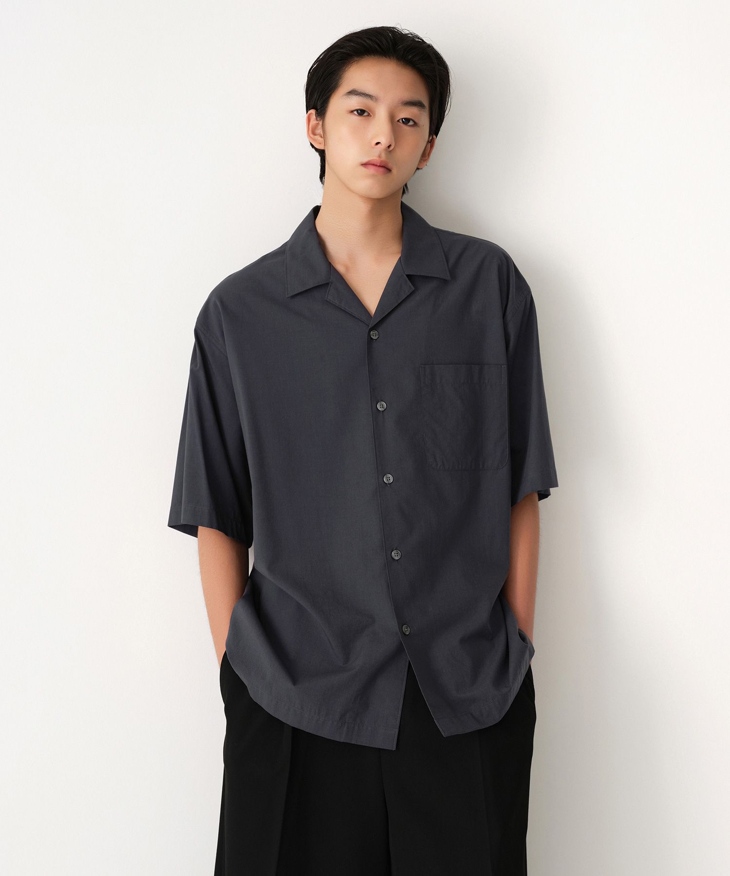 ★MUSINSA STANDARD★ Relaxed Wool Like Short Sleeve Shirt Bl MUSINSA | MUSINSA STANDARD Relaxed CR Open Collar Short