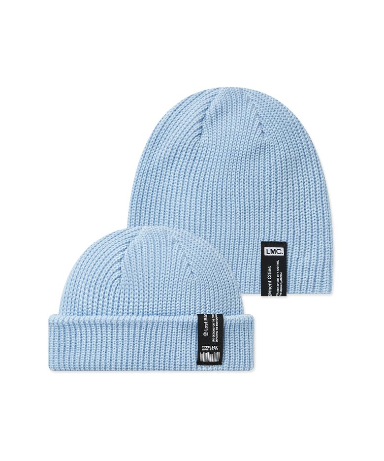 LABEL SHORT BEANIE sky blue