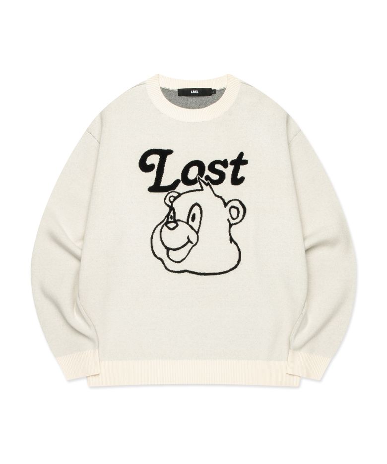BEAR FACE KNIT SWEATER ivory