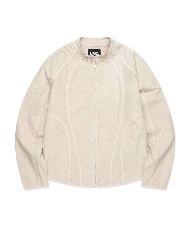 PIGMENT DYED OVAL GLOBE BIKER JACKET beige