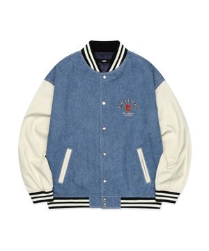 DENIM VARSITY JACKET blue