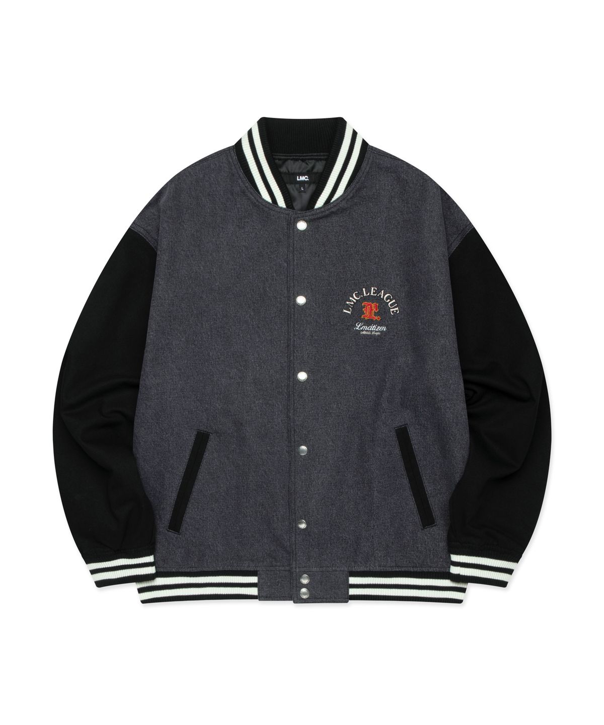 엘엠씨(LMC) DENIM VARSITY JACKET black
