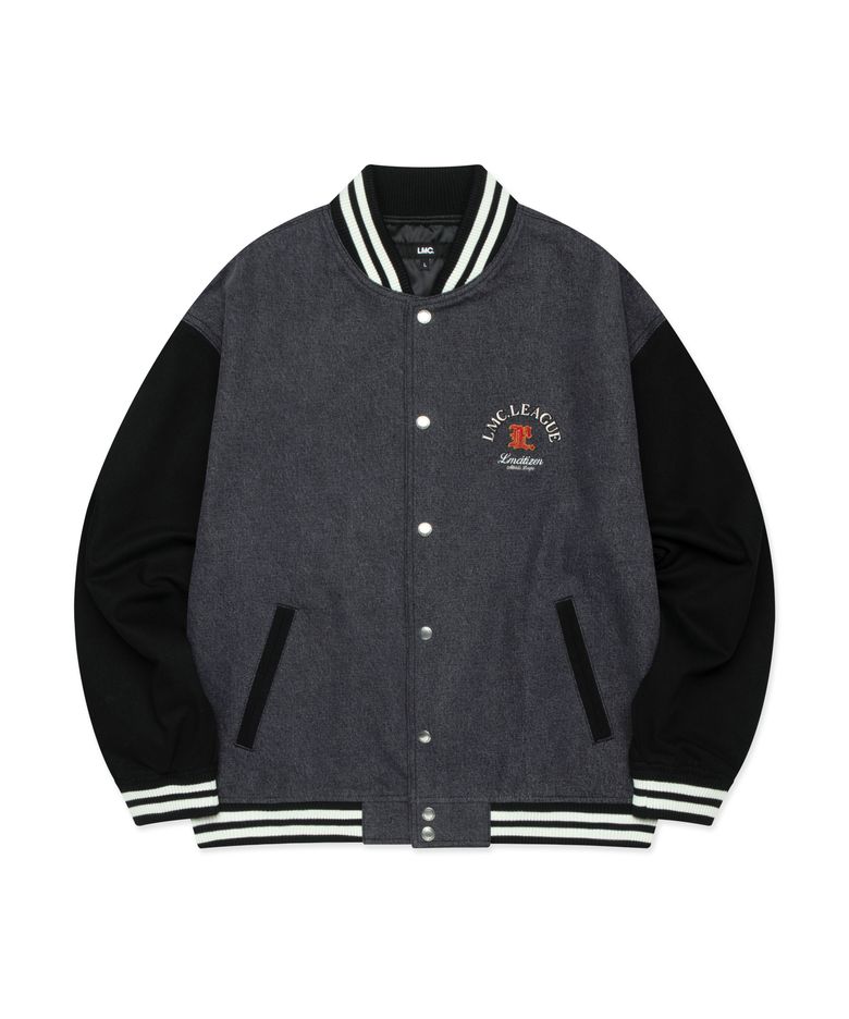 DENIM VARSITY JACKET black