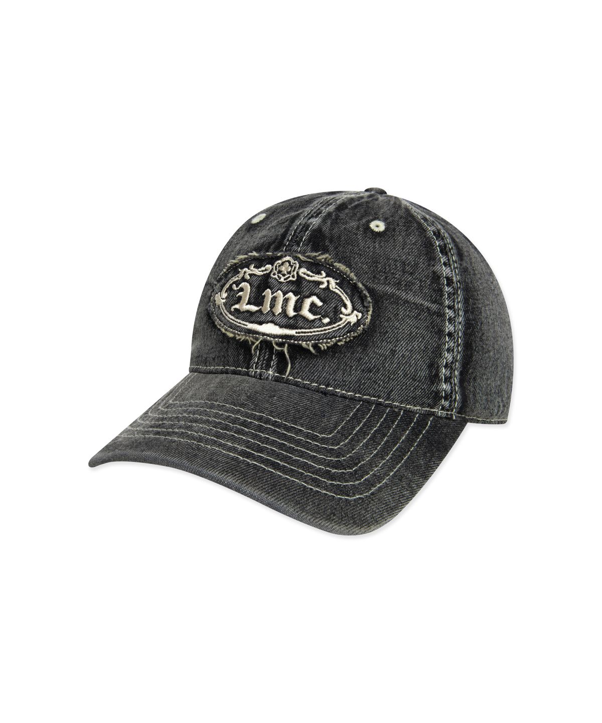 엘엠씨(LMC) WASHED DENIM GOTHIC OVAL 6PANEL CAP Black