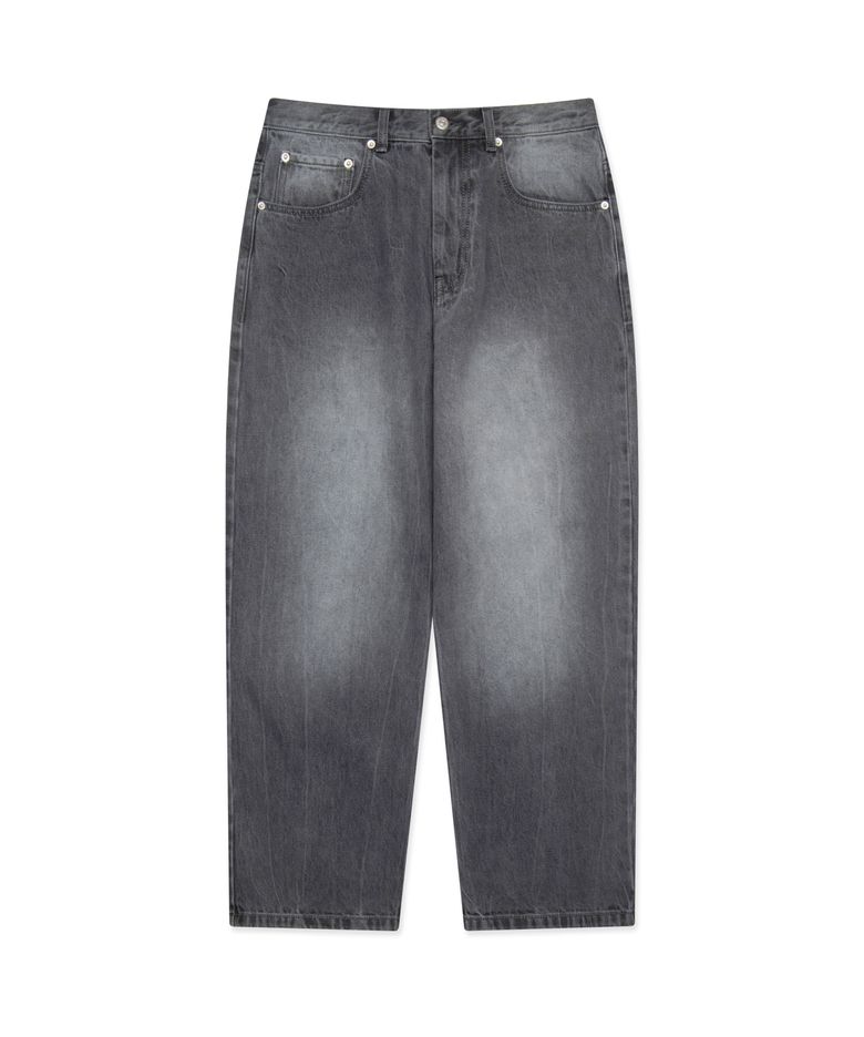 WASHED STITCH DENIM WIDE JEAN gray