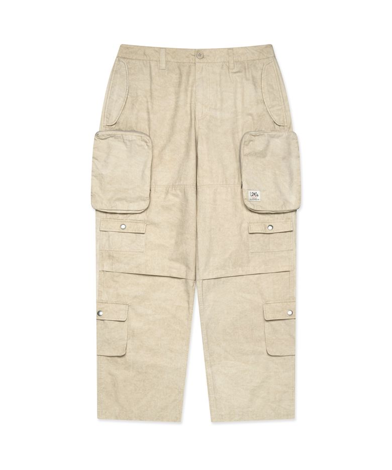 PIGMENT DYED MULTI CARGO WIDE PANTS sand