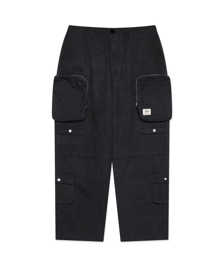 PIGMENT DYED MULTI CARGO WIDE PANTS black