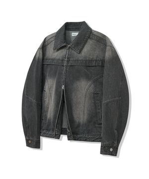 87-STAN117 [베이직] 빈티지 워시드 레이서 데님 자켓 빈티지 블랙