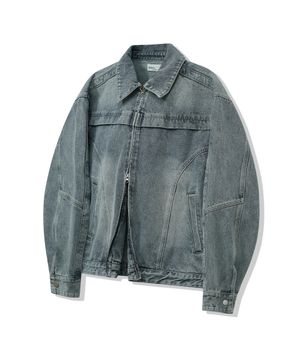 87-STAN117 [베이직] 빈티지 워시드 레이서 데님 자켓 빈티지 블루