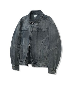 87-STAN117 [베이직] 빈티지 워시드 레이서 데님 자켓 빈티지 옐로우