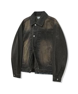 87-STAN120 [뉴트로] 솔리드 워싱 홀더 데님 자켓 빈티지 블랙