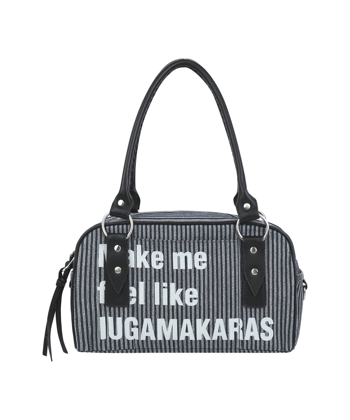 이우가마카라스(IUGAMAKARAS) Striped Typography Bowling Bag