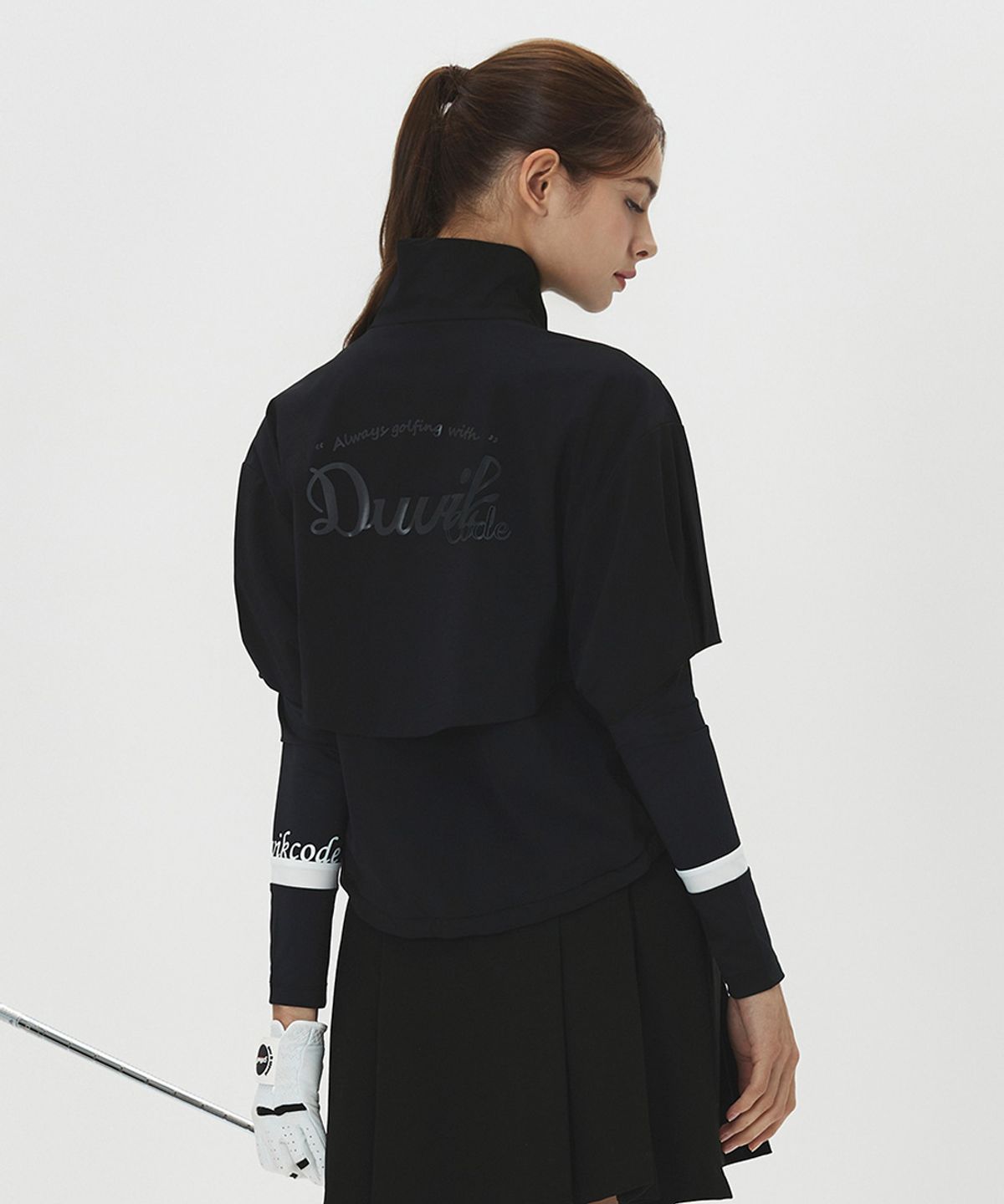 듀빅(DUVIK) 여성 퍼프 소매 반팔 바람막이 점퍼 DE3WWB561BK