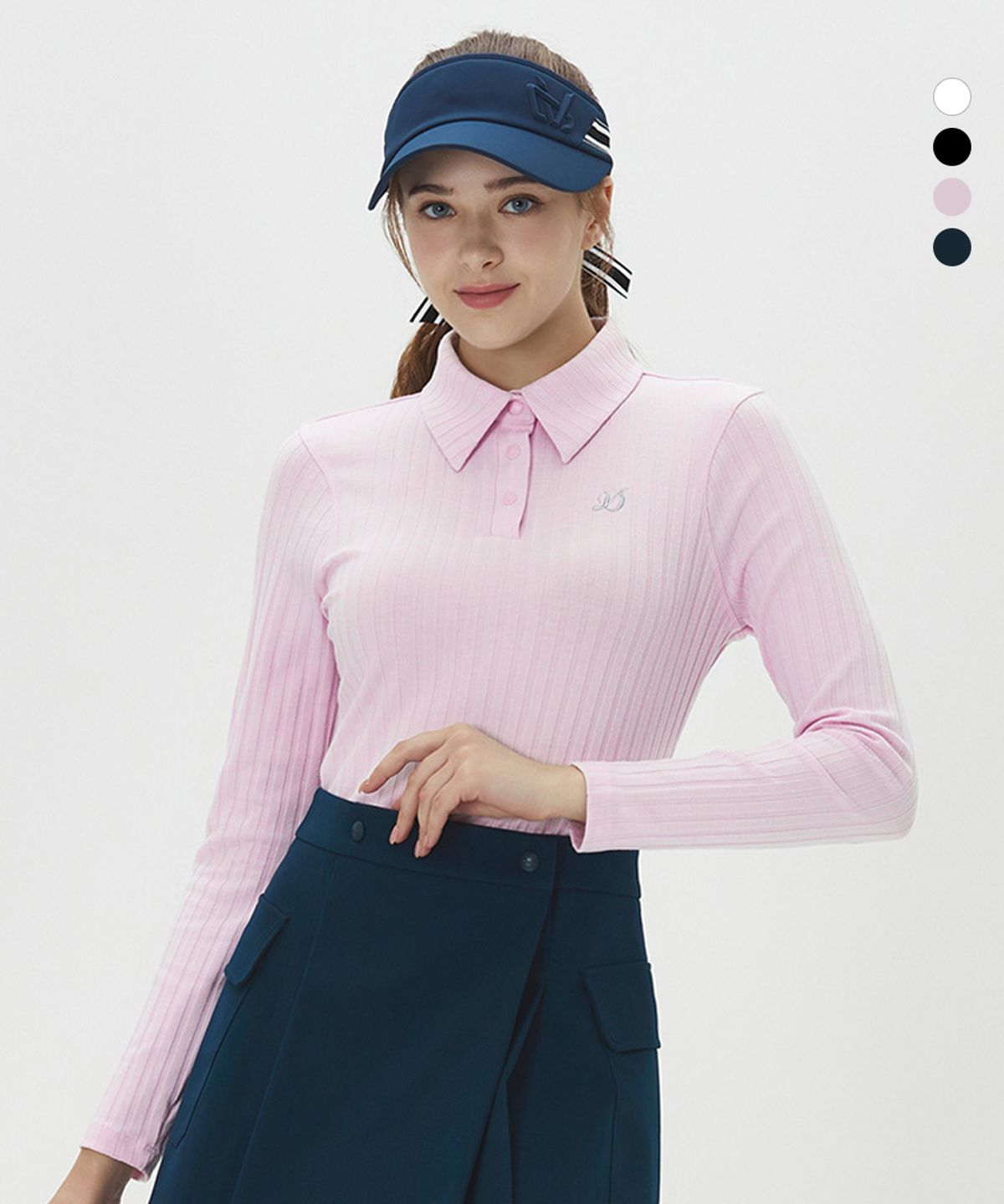 듀빅(DUVIK) 여성 와이드카라 골조직 긴팔티셔츠 DE3WTS162