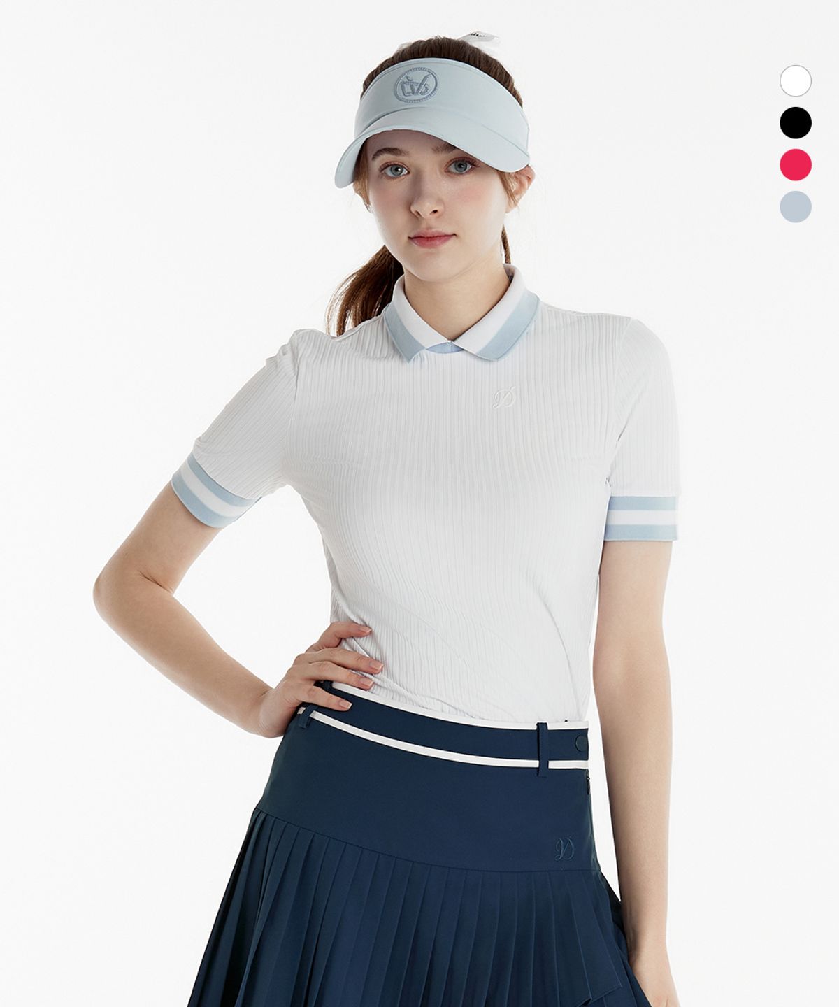 듀빅(DUVIK) 여성 라운드 5부 카라 반팔티셔츠 DD2WTS110