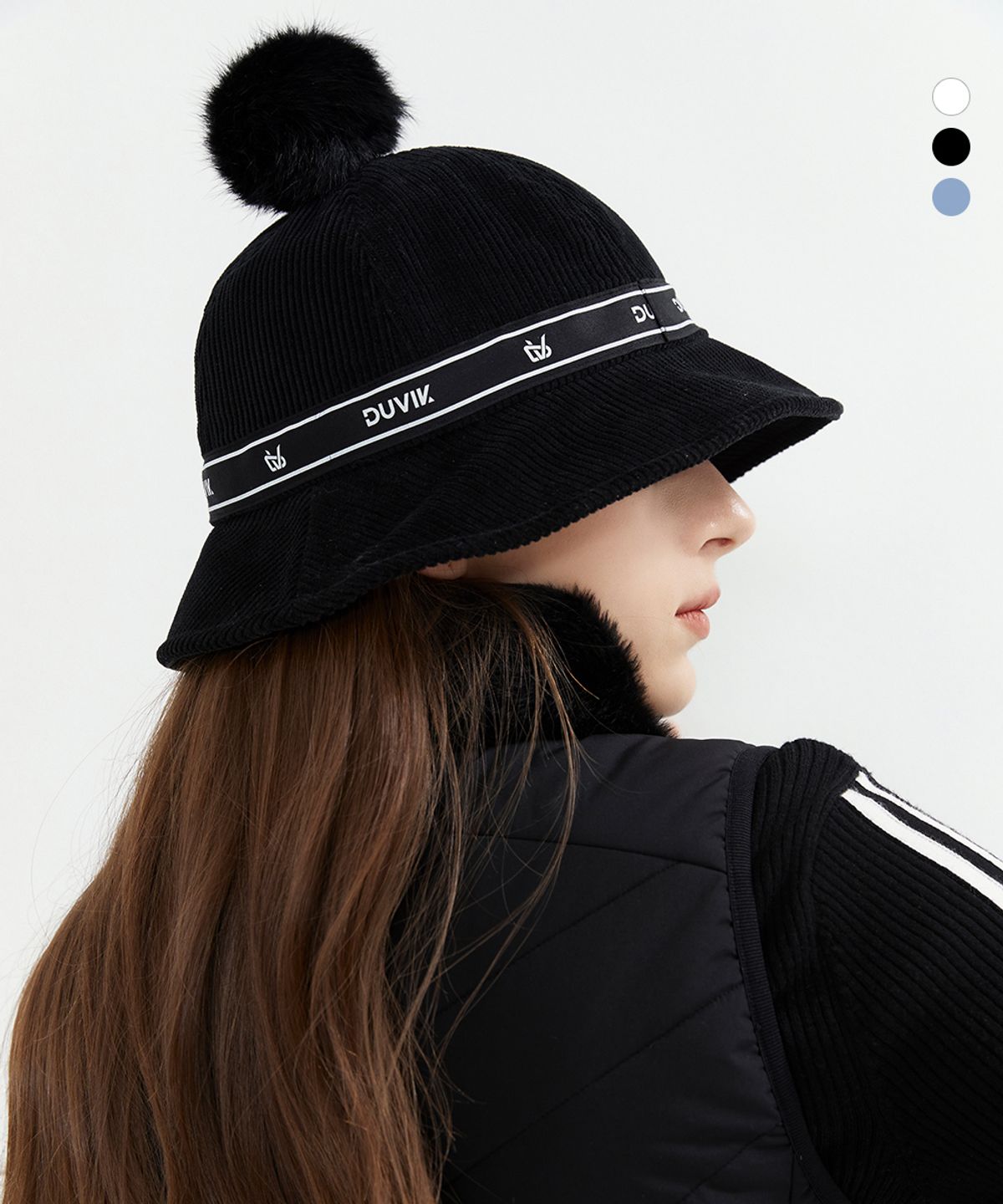 듀빅(DUVIK) 여성 코듀로이 FUR 방울 벙거지모자 DC4WAP002