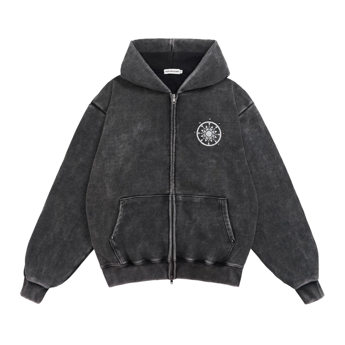노쿨러스(NOSCOULEURS) ETHINIC STUD ZIP HOODIE BLACK