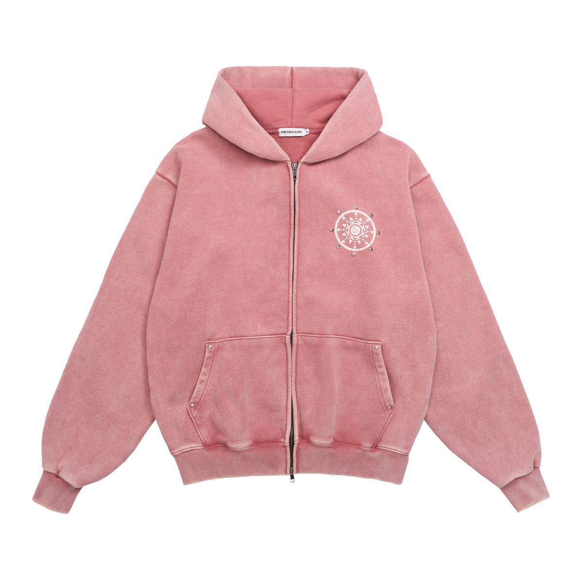 노쿨러스(NOSCOULEURS) ETHINIC STUD ZIP HOODIE PINK