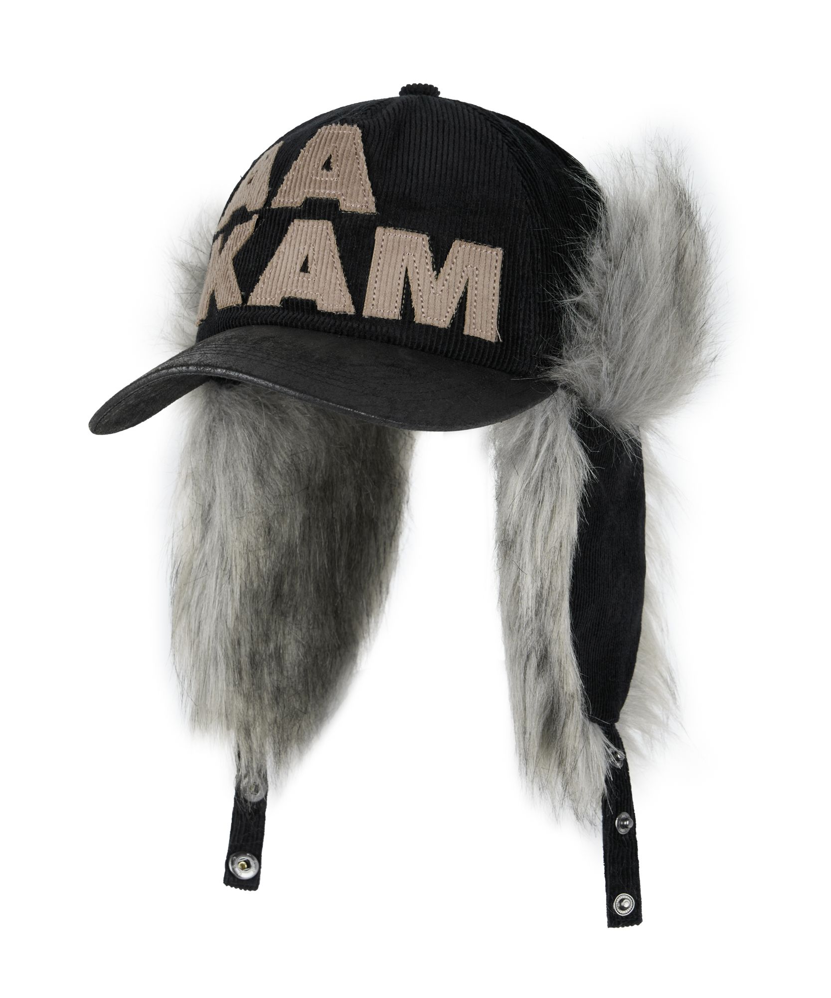 MUSINSA | AAKAM Leather Mixed Trapper Cap (Black)