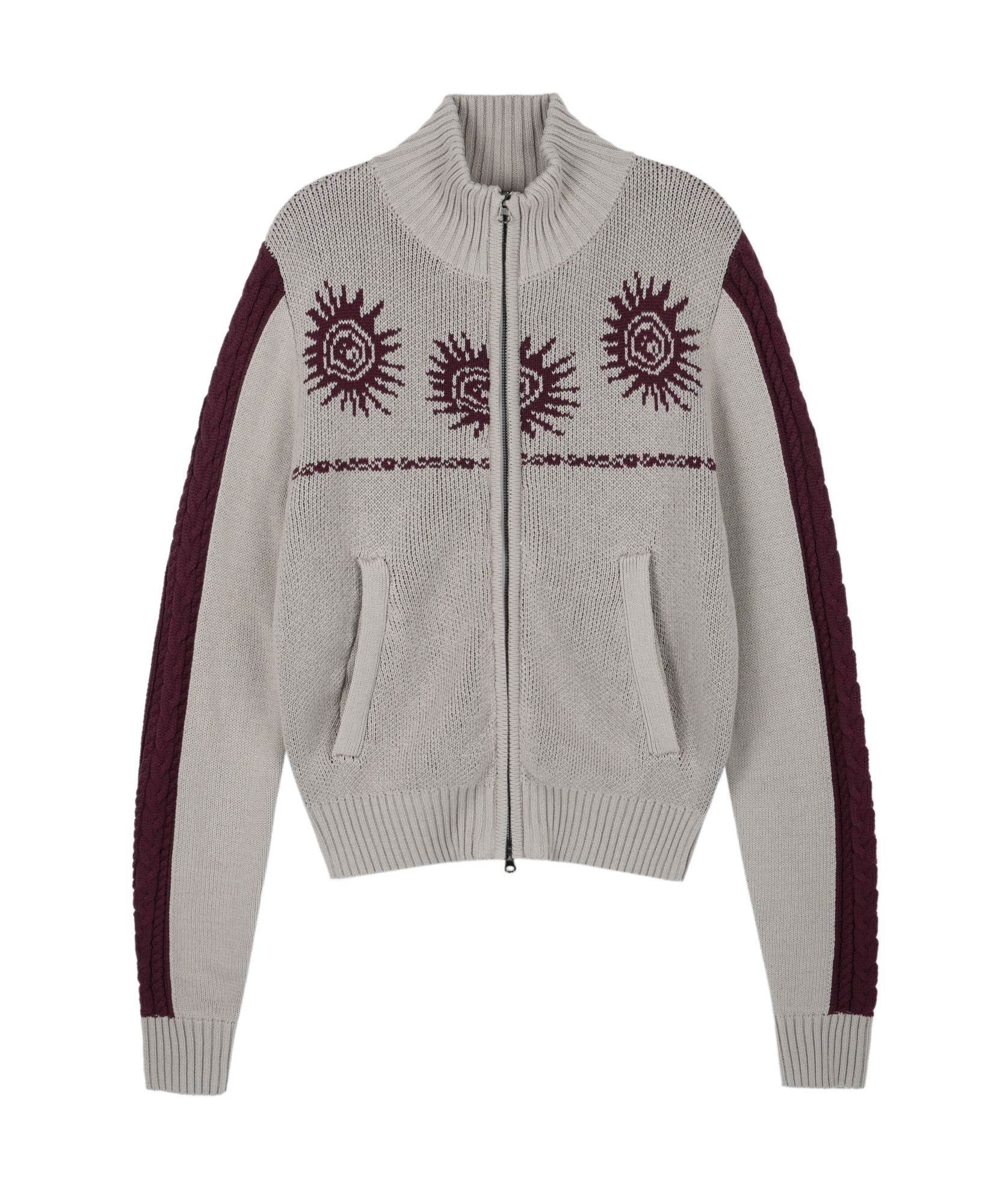 ◆24FW AAKAM Sun Jacquard Zip-Up Sweater/2色◆ MUSINSA | AAKAM Sun Jacquard Zip-Up Sweater (Light Gray)