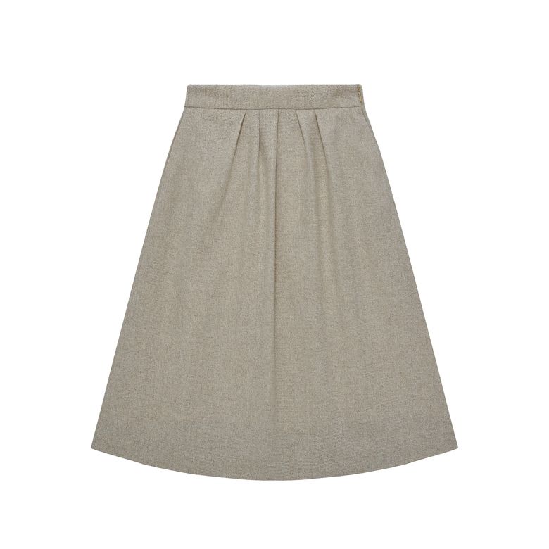 울 블렌드 턱 스커트(BEIGE)