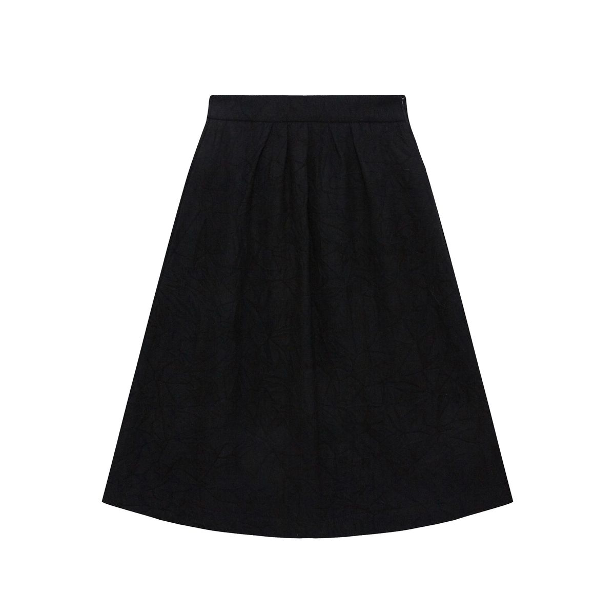 안아(AN-A) 울 블렌드 턱 스커트(BLACK)