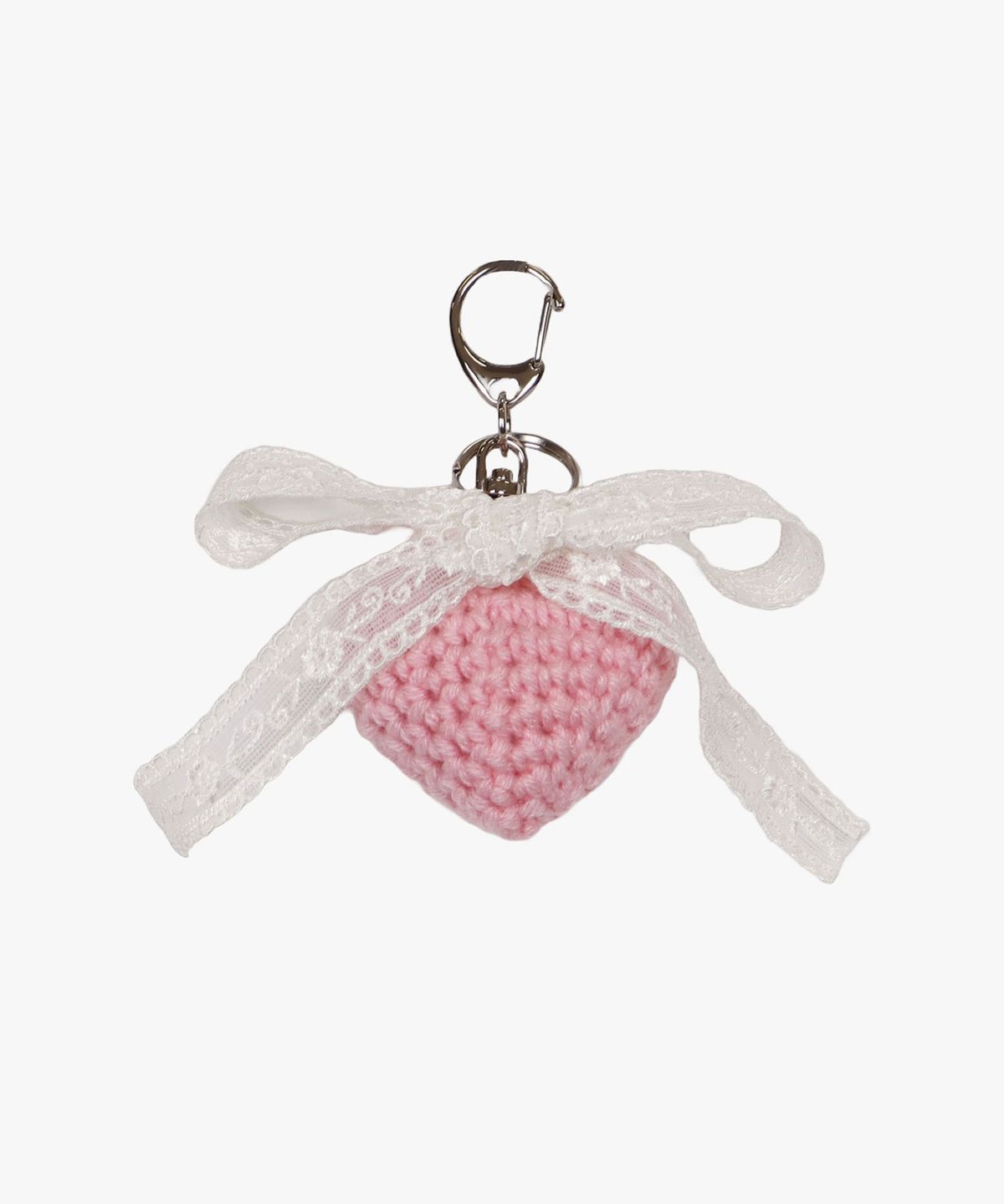 핑크파인애플(PINK PINEAPPLE) CROCHET HEART RIBBON KEYRING_PINK
