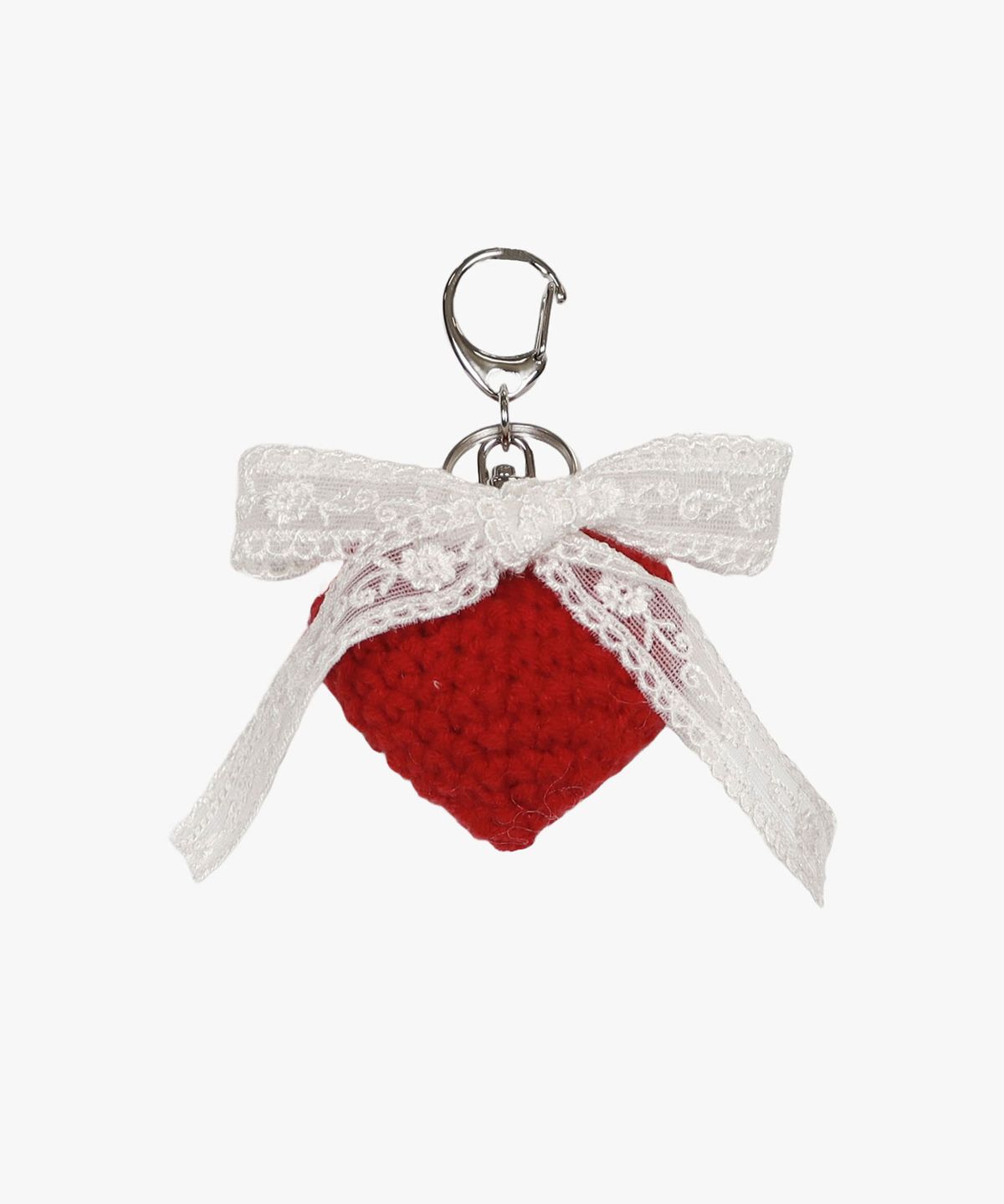 핑크파인애플(PINK PINEAPPLE) CROCHET HEART RIBBON KEYRING_RED