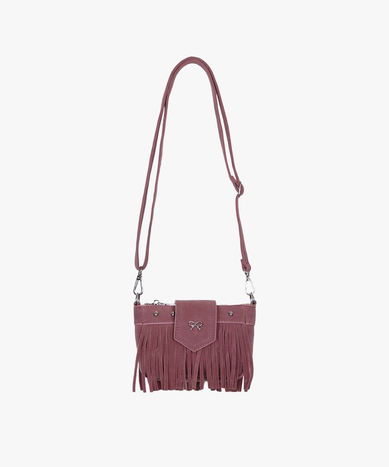 TASSEL SUEDE RIBBON CROSS BAG_PINK