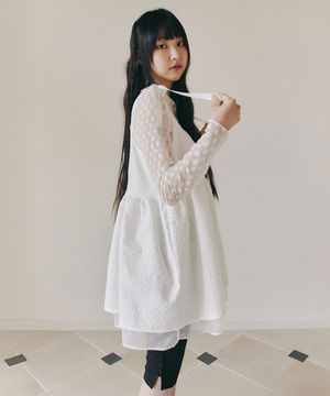 FLOWER EMBO BUSTIER DRESS_IVORY