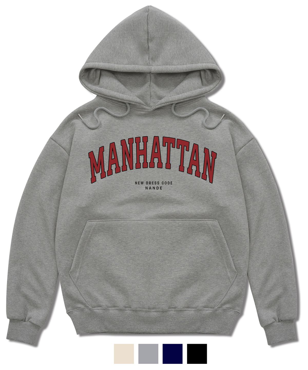 난데(NANDE) MANHATTAN 프린팅 그래픽 오버핏 후드티 4color