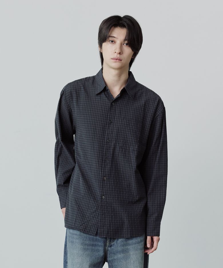 LAUNDRY SMALL CHECK SHIRT [CHARCOAL BLACK]