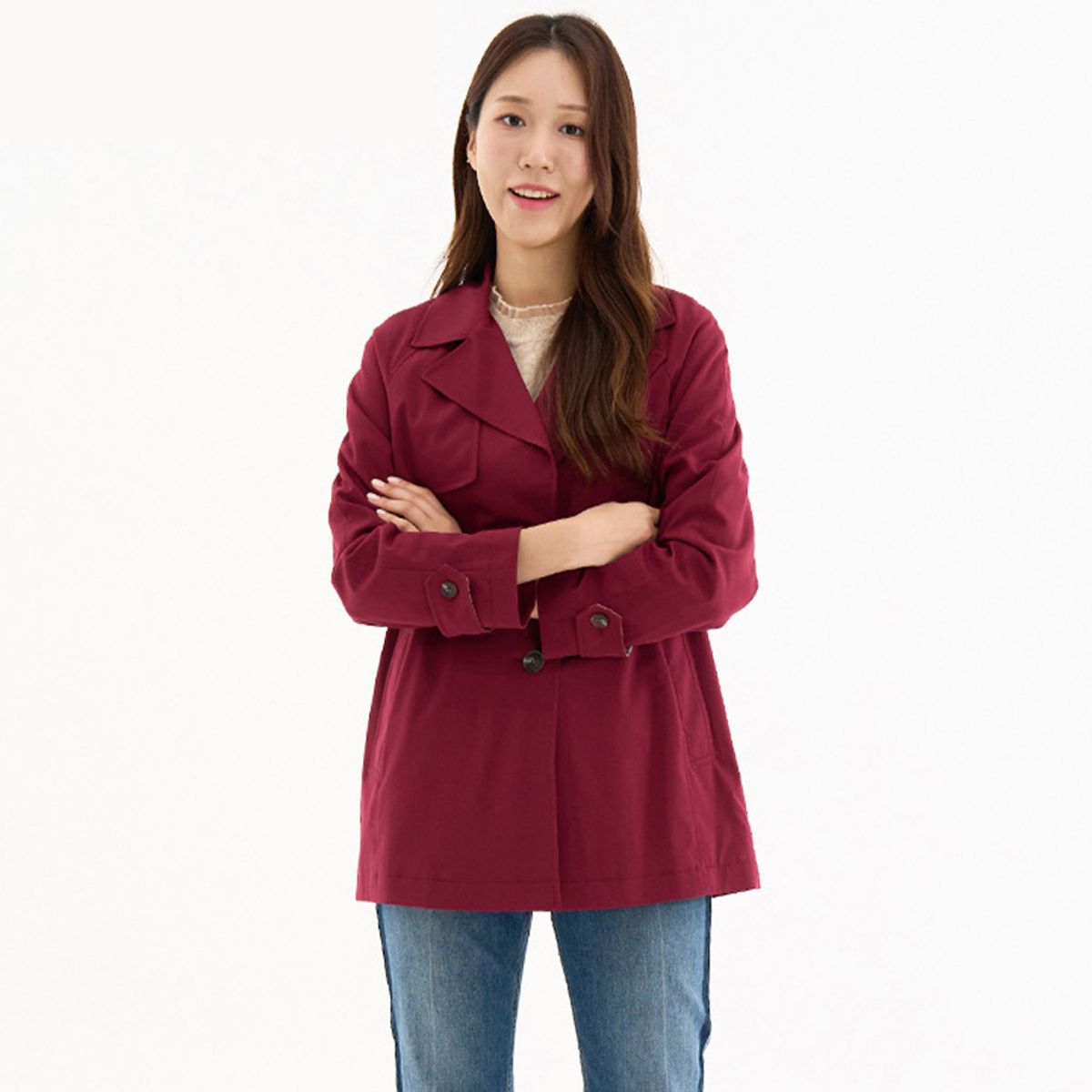 샤트렌(CHATELAINE) 싱글 와이드 카라 트렌치 코트_HCBFCT102