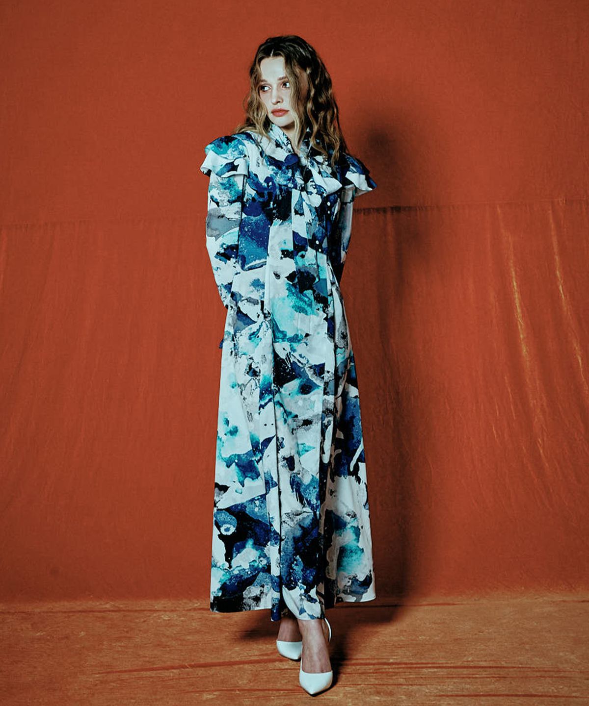 비아락테아(VIA LACTEA) frill tie long dress_blue