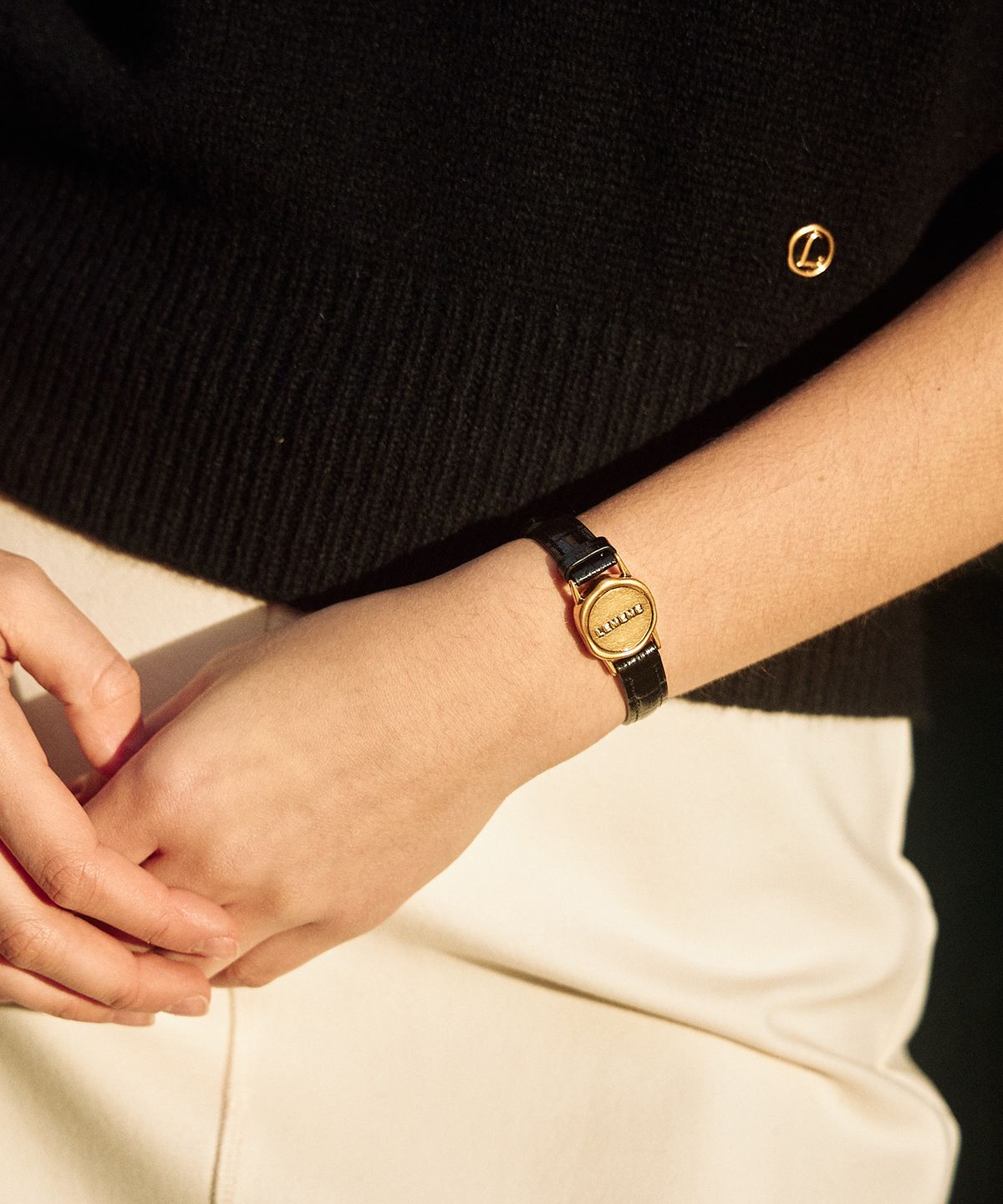 르메메(LEMEME) Ciel Leather Bracelet Black
