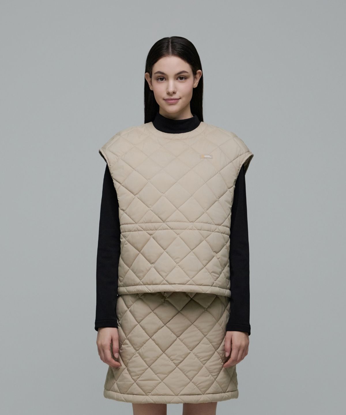 내셔널지오그래픽(NATIONALGEOGRAPHIC) N244WPV010 여성 엘크 패딩 베스트형 티셔츠 BEIGE