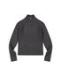 Ribbed Mock Neck Zip-Up (CHARCOAL)