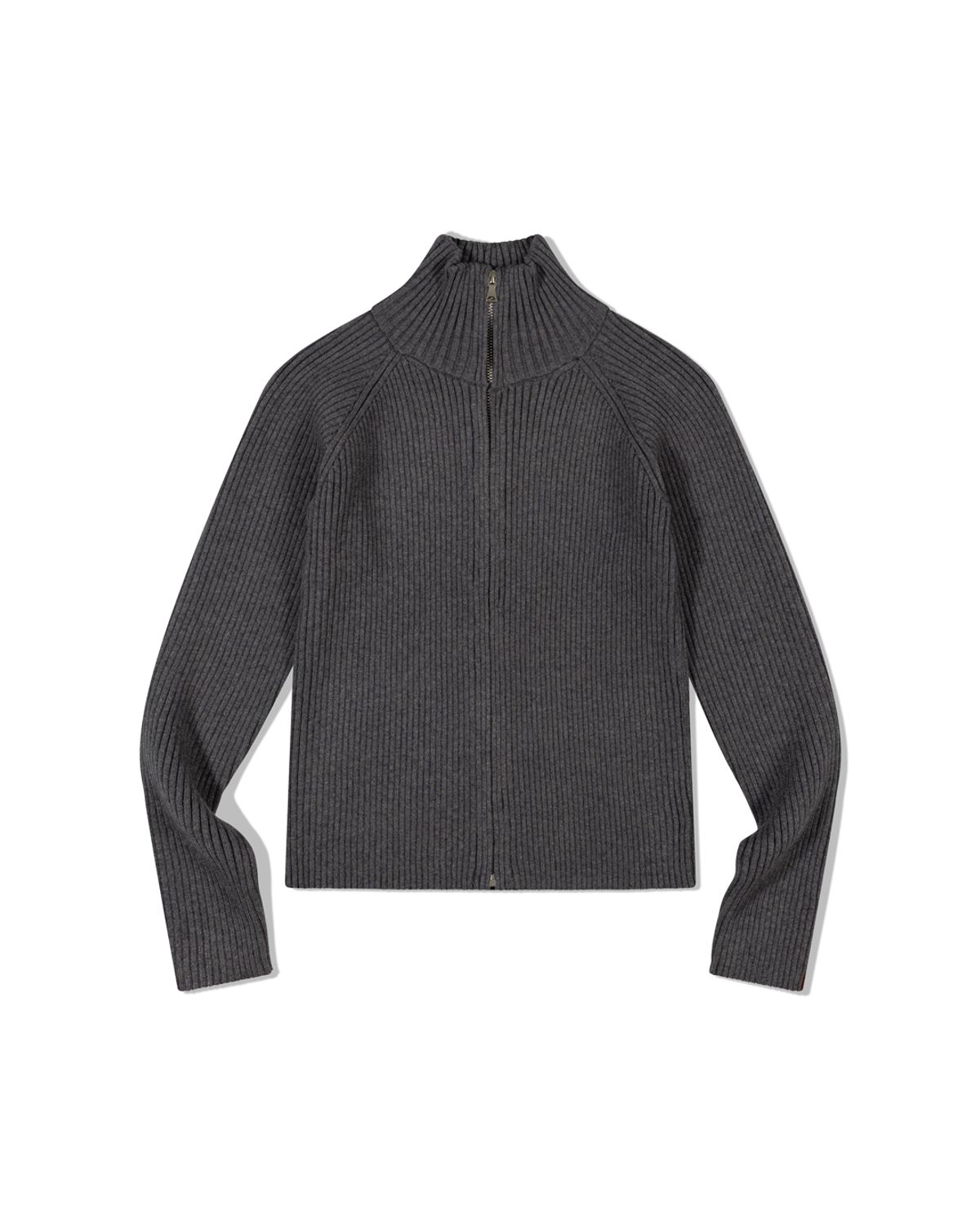 모아(MOAA) Ribbed Mock Neck Zip-Up (CHARCOAL)