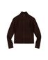 Ribbed Mock Neck Zip-Up (BROWN)