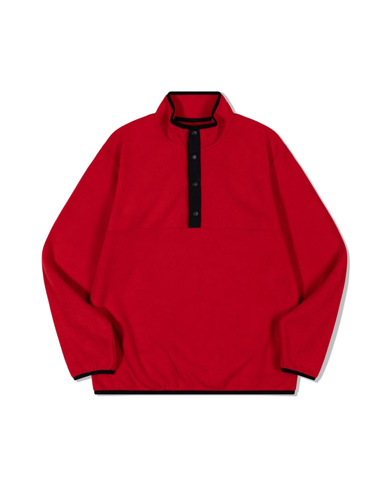 Half-Button Fleece Pullover (RED)