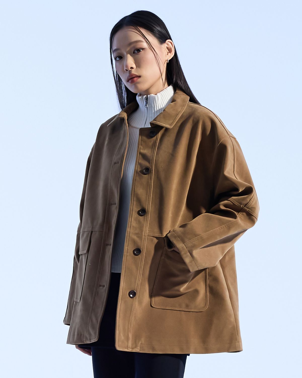 모아(MOAA) Vintage Suede Utility Coat (BEIGE)