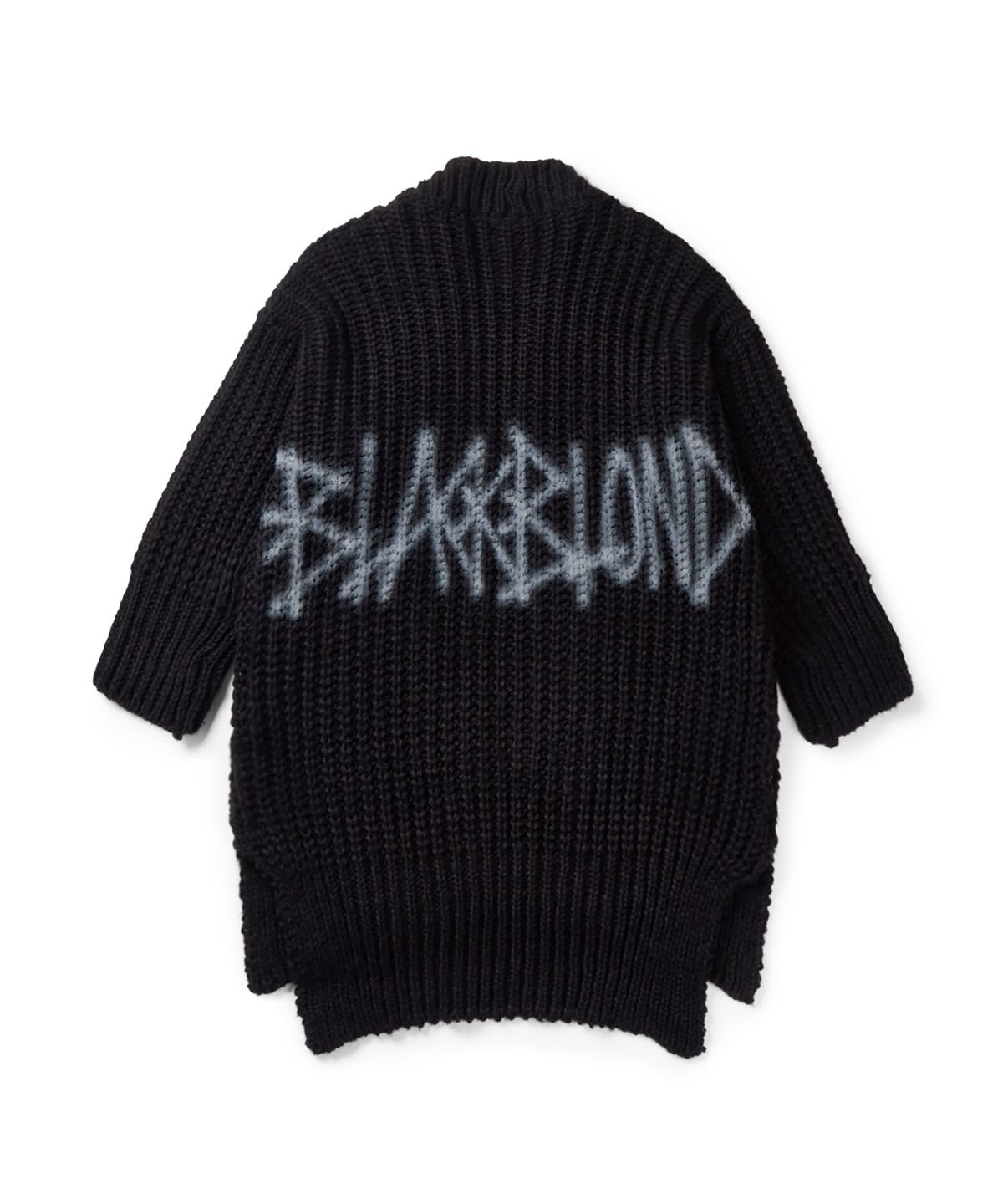 블랙블론드(BLACKBLOND) 비비디 그래피티 로고 드레이프 플로우 니트 가디건 (블랙)